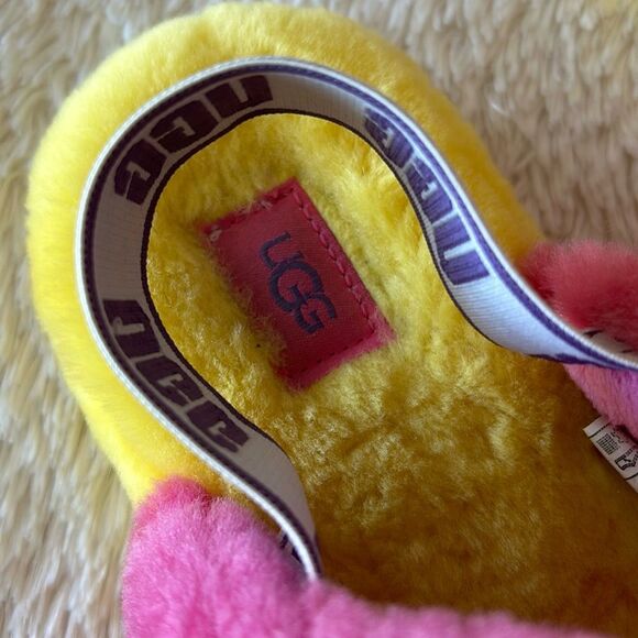UGG Fluff  Yea slide yellow pink orange size 6 - Picture 16 of 16